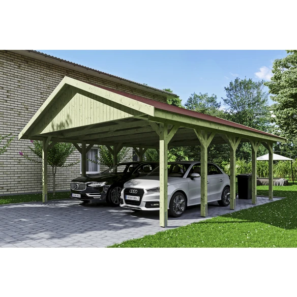 SkanHolz Carport »Wallgau«, BxT: 620 X 750 Cm, Firsthöhe: 354 Cm, Imprägniert 1 SkanHolz Carport »Wallgau«, BxT: 620 X 750 Cm, Firsthöhe: 354 Cm, Imprägniert