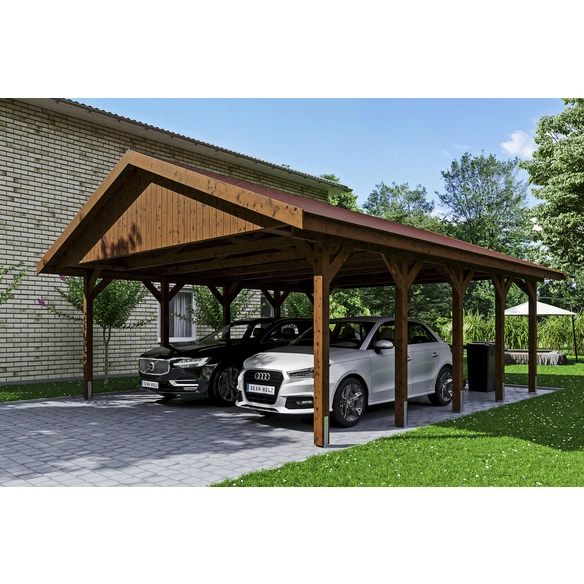 SkanHolz Carport »Wallgau«, BxT: 620 X 750 Cm, Firsthöhe: 354 Cm, Lasiert 1 SkanHolz Carport »Wallgau«, BxT: 620 X 750 Cm, Firsthöhe: 354 Cm, Lasiert