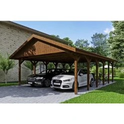 SkanHolz Carport »Wallgau«, BxT: 620 X 900 Cm, Firsthöhe: 354 Cm, Lasiert