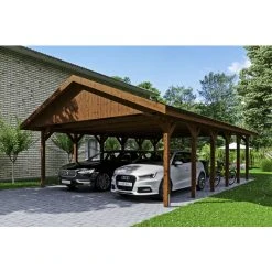 SkanHolz Carport »Wallgau«, BxT: 620 X 900 Cm, Firsthöhe: 354 Cm, Lasiert