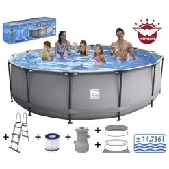 Happy People Rundpool, Grau, ØxH: 457 X 106 Cm