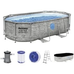 Bestway Pool, Steinfarben, BxHxL: 220 X 100 X 427 Cm