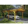 SkanHolz Carport »Fichtelberg«, BxT: 317 X 808 Cm, Firsthöhe: 303 Cm, Lasiert