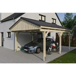 SkanHolz Carport »Fichtelberg«, BxT: 423 X 566 Cm, Firsthöhe: 326 Cm, Unbehandelt