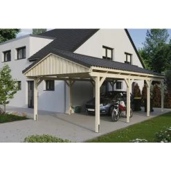 SkanHolz Carport »Fichtelberg«, BxT: 423 X 808 Cm, Firsthöhe: 326 Cm, Unbehandelt