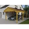 SkanHolz Carport »Fichtelberg«, BxT: 423 X 566 Cm, Firsthöhe: 326 Cm, Lasiert