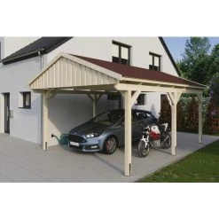SkanHolz Carport »Fichtelberg«, BxT: 423 X 566 Cm, Firsthöhe: 326 Cm, Unbehandelt