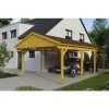 SkanHolz Carport »Fichtelberg«, BxT: 423 X 808 Cm, Firsthöhe: 326 Cm, Lasiert