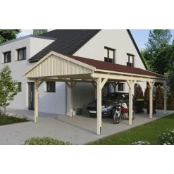 SkanHolz Carport »Fichtelberg«, BxT: 423 X 808 Cm, Firsthöhe: 326 Cm, Unbehandelt