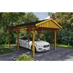 SkanHolz Carport »Fichtelberg«, BxT: 317 X 566 Cm, Firsthöhe: 303 Cm, Lasiert