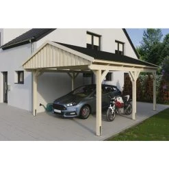 SkanHolz Carport »Fichtelberg«, BxT: 423 X 566 Cm, Firsthöhe: 326 Cm, Unbehandelt