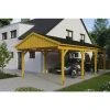 SkanHolz Carport »Fichtelberg«, BxT: 423 X 808 Cm, Firsthöhe: 326 Cm, Lasiert