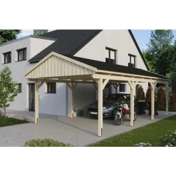 SkanHolz Carport »Fichtelberg«, BxT: 423 X 808 Cm, Firsthöhe: 326 Cm, Unbehandelt