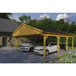 SkanHolz Carport »Fichtelberg«, BxT: 618 X 808 Cm, Firsthöhe: 362 Cm, Lasiert