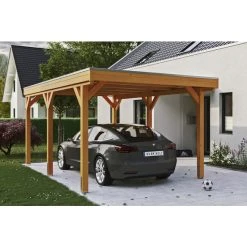 SkanHolz Carport »Grunewald«, BxT: 321 X 554 Cm, Firsthöhe: 243 Cm, Lasiert