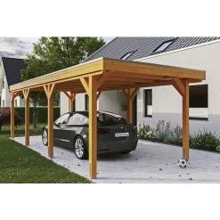 SkanHolz Carport »Grunewald«, BxT: 321 X 796 Cm, Firsthöhe: 243 Cm, Lasiert