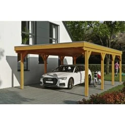 SkanHolz Carport »Grunewald«, BxT: 427 X 796 Cm, Firsthöhe: 251 Cm, Lasiert