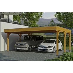 SkanHolz Carport »Grunewald«, BxT: 622 X 554 Cm, Firsthöhe: 255 Cm, Lasiert