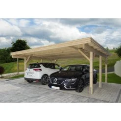 Mr. GARDENER Doppelcarport »Modern 1«, Außenmaß BxT: 600 X 510 Cm, Braun, Holzart: Fichte