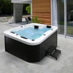 Home Deluxe Whirlpool »White Marble«, Höhe: 85 Cm, Schwarz, 2 Sitzplätze, Mit Abdeckung