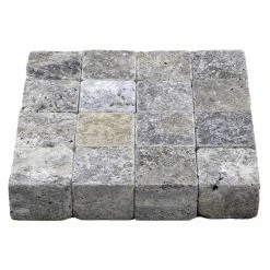 WOHNRAUSCH Pflastersteine »Mudra Grey«, LxBxH: 10 X 10 X 7,5 Cm, (1 M²), Travertin, Grau/beige