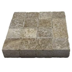 WOHNRAUSCH Pflastersteine »Keona Brown«, LxBxH: 10 X 10 X 7,5 Cm, (1 M²), Travertin, Braun/beige