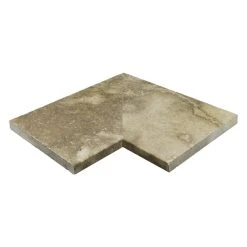 WOHNRAUSCH Beckenrandsteine »Sunniva«, LxBxH: 61 X 61 X 3 Cm, Travertin, Braun/orange, Eckstück 2-teilig, Gefast