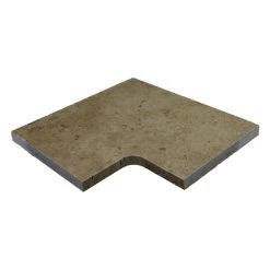 WOHNRAUSCH Beckenrandsteine »Keona Brown«, LxBxH: 61 X 61 X 3 Cm, Travertin, Braun/beige, 1 Eckstück, Gefast