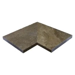 WOHNRAUSCH Beckenrandsteine »Keona Brown«, LxBxH: 61 X 61 X 3 Cm, Travertin, Braun/beige, Eckstück 2-teilig, Gefast