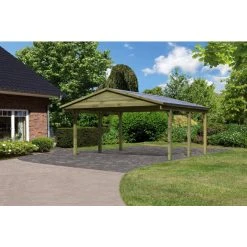 Karibu Carport »Classic«, Außenmaß BxT: 503 X 394,5 Cm, Natur
