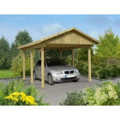 Mr. GARDENER Einzelcarport »Lübeck 1«, Außenmaß BxT: 340 X 510 Cm, Braun, Holzart: Kiefer