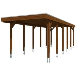 SkanHolz Carport »Friesland«, BxT: 314 X 860 Cm, Firsthöhe: 241 Cm, Farbbehandelt
