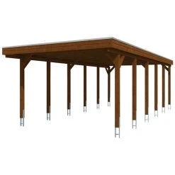 SkanHolz Carport »Friesland«, BxT: 397 X 860 Cm, Firsthöhe: 241 Cm, Farbbehandelt