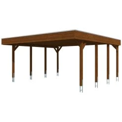SkanHolz Carport »Friesland«, BxT: 557 X 555 Cm, Firsthöhe: 254 Cm, Farbbehandelt