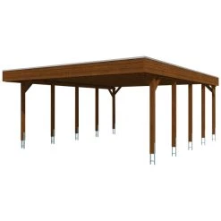 SkanHolz Carport »Friesland«, BxT: 557 X 708 Cm, Firsthöhe: 254 Cm, Farbbehandelt