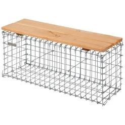 BELLISSA Gabionenbank, BxHxL: 30 X 46 X 100 Cm, Stahl/Douglasienholz