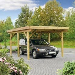 Mr. GARDENER Einzelcarport »Bremen 2«, Außenmaß BxT: 340 X 760 Cm, Braun, Holzart: Kiefer