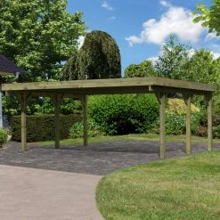 Karibu Doppelcarport »Classic 1«, Außenmaß BxT: 563 X 394,5 Cm, Natur