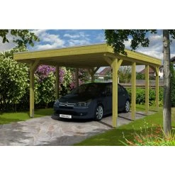 SkanHolz Carport »Friesland«, BxT: 397 X 555 Cm, Firsthöhe: 241 Cm, Imprägniert