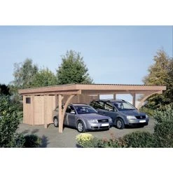 Mr. GARDENER Doppelcarport »Stuttgart 2«, Außenmaß BxT: 602 X 762 Cm, Braun, Holzart: Douglasie